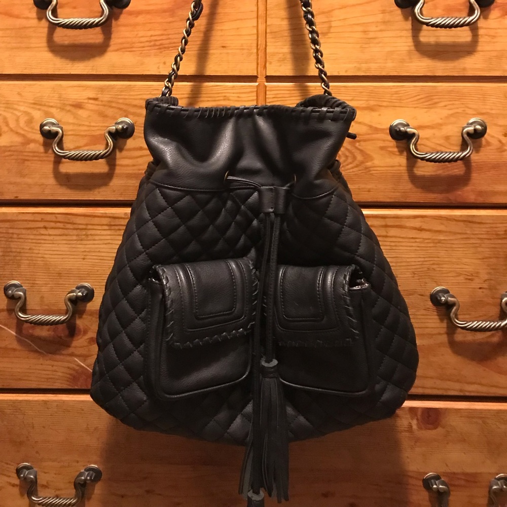 Large black cinch purse